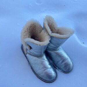 UGG Silver Bailey Button Boots Shearling Interior